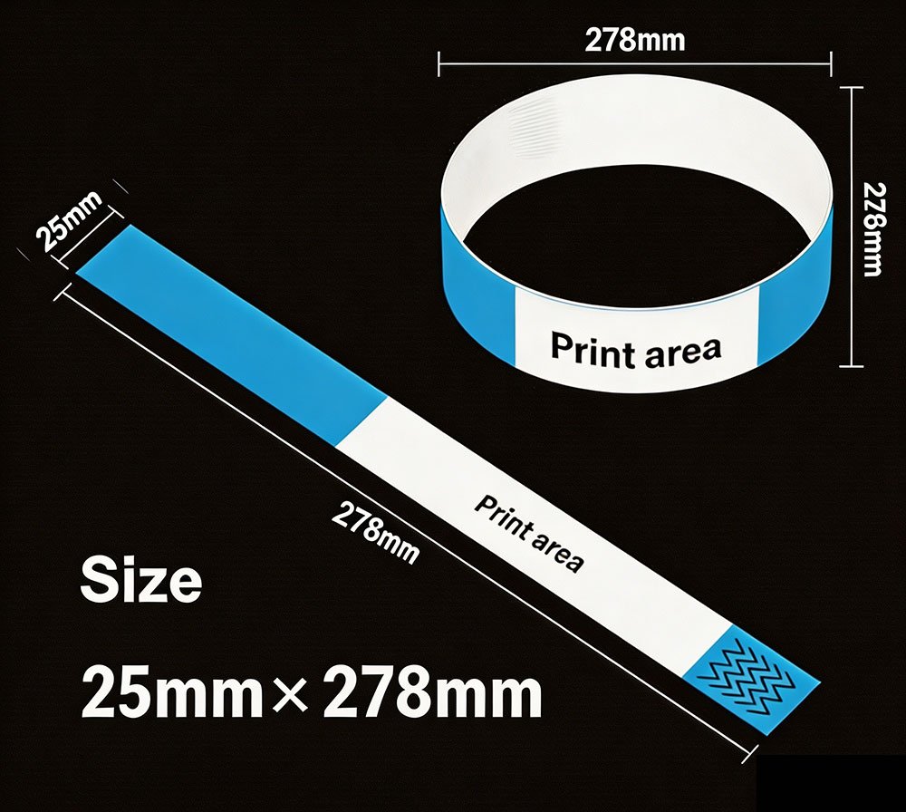 Pulseras imprimibles 25 × 278 mm para adulto