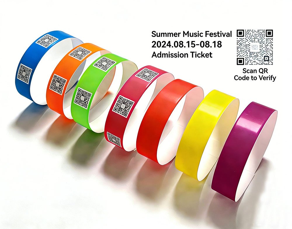 Pulseras Tyvek con código de barras y QR