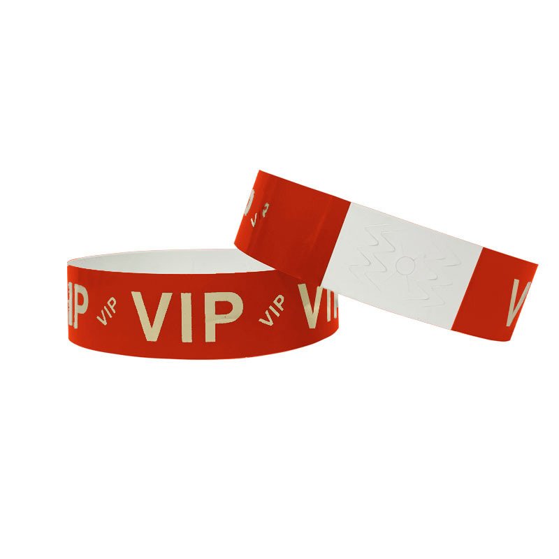 Pulseras VIP desechables con estampado en foil dorado