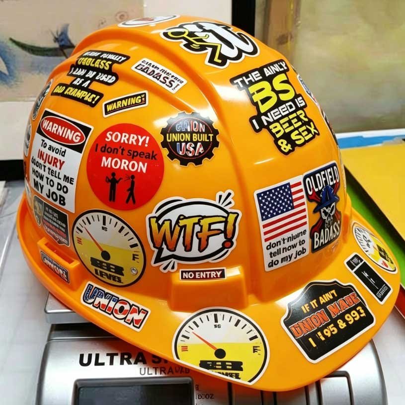 Pegatinas de vinilo impermeables para casco de equipos de construcción