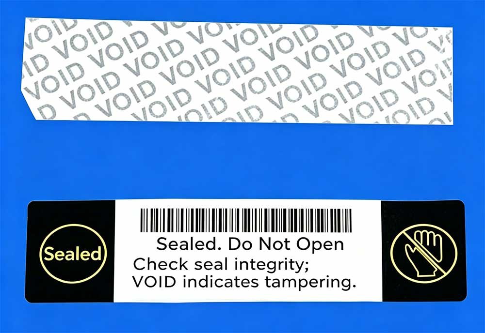 Etiquetas VOID antimanipulación de código de barras de seguridad