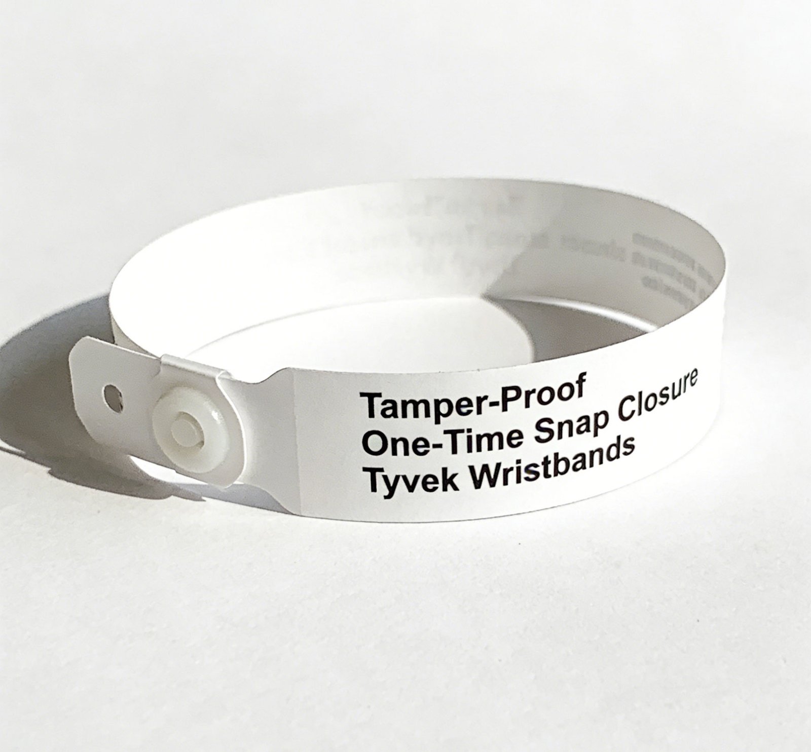 Pulseras Tyvek con cierre snap antimanipulación de un solo uso