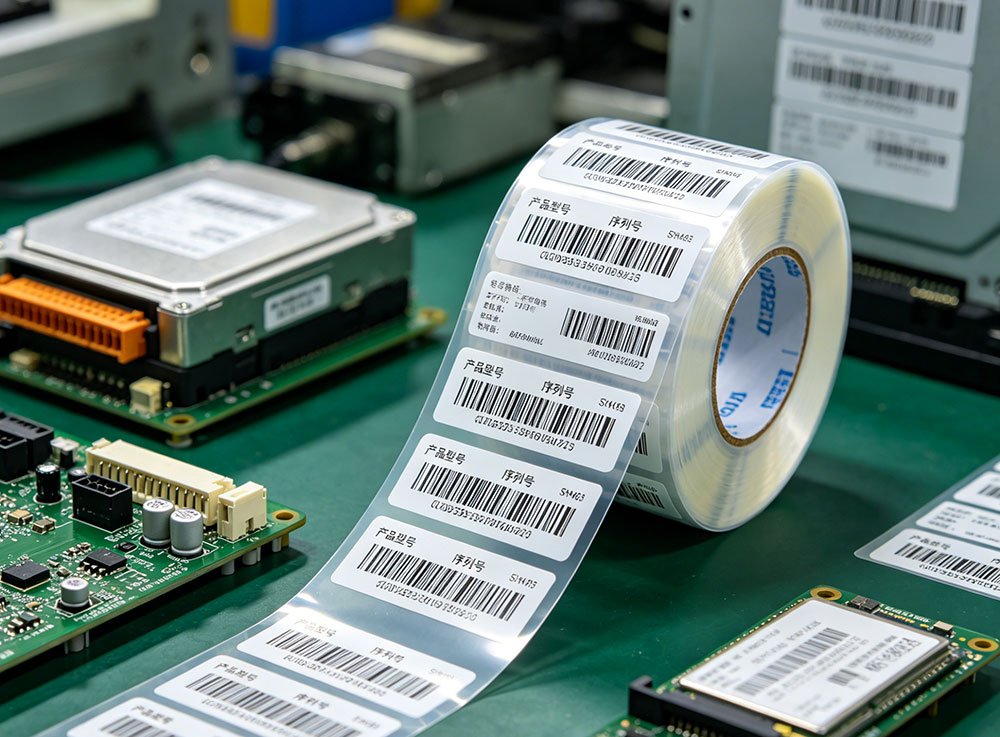 Etiquetas de código de barras transparentes para electrónica